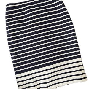 JCREW NAVY AND OFF WHITE STRIPED PENCIL SKIRT, 00